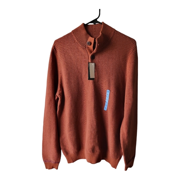 G.H Bass & Co Waffle Knit Quarter Zip Sweater Size M New Mens - Picture 1 of 5